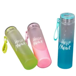 White Frosted Glass Water Bottle  |  Leak-Proof Insulated Bottle with Hello Master Decal Logo | 400ml